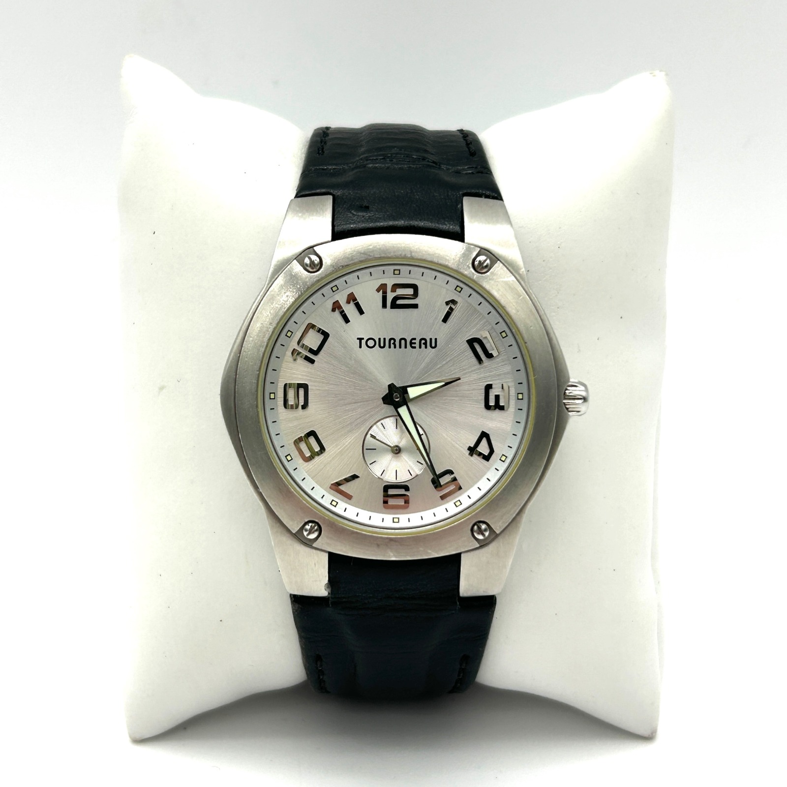 Tourneau Wrist Watch Leather Mens Os Black Excellent Y2k Gap Inc Collab Swiss